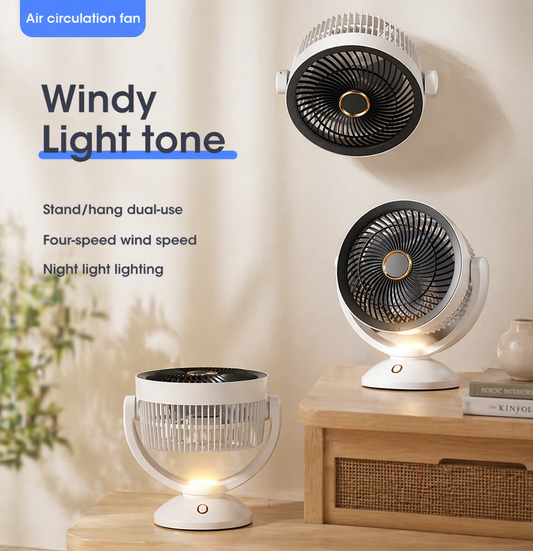 Ventilateur de circulation d'air – Lumière douce & Brise silencieuse