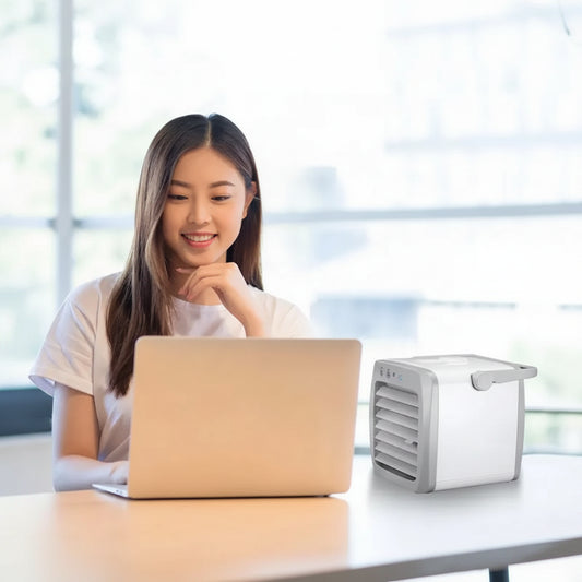 Mini Climatiseur 4-en-1 – Ventilation · Humidification · Purification · Veilleuse